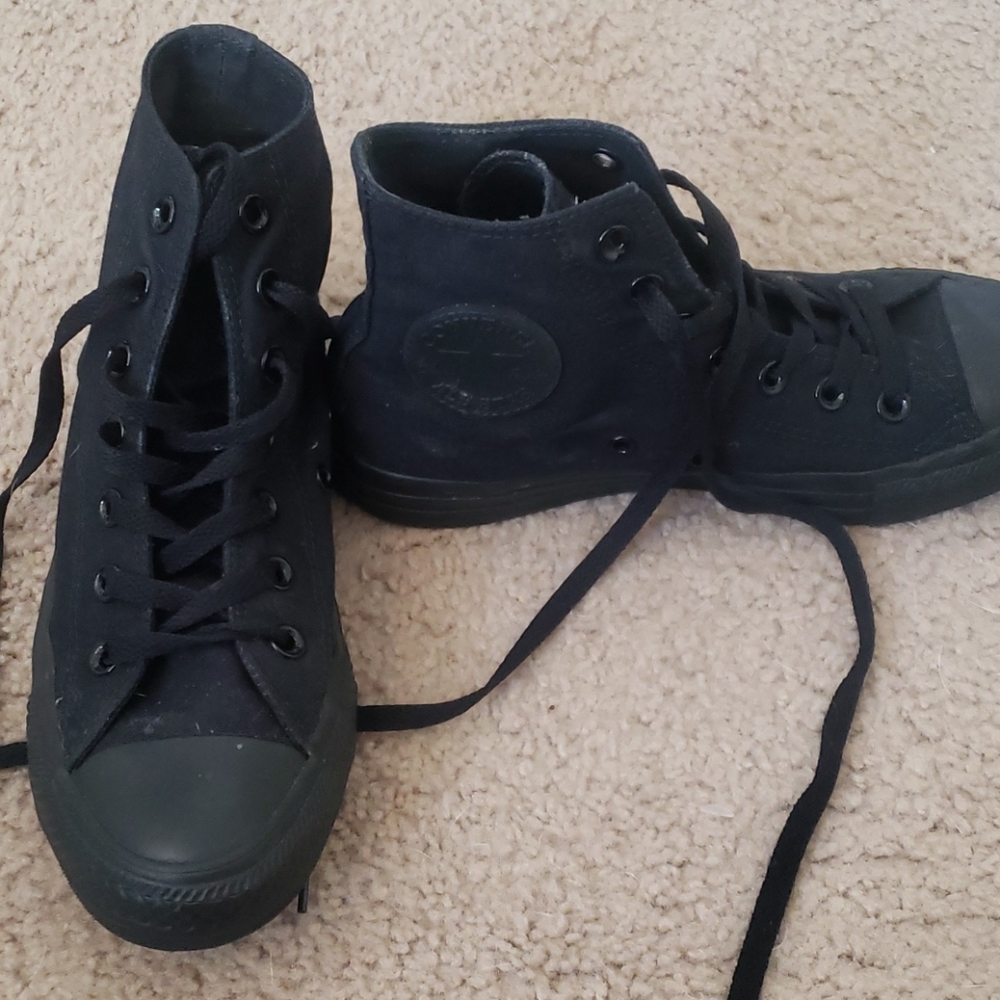 All black high top converse